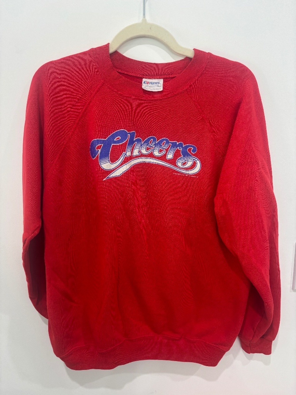 Vintage Cheers Sweatshirt Women Large Red Hanes Crewneck 1990 TV Show Graphic